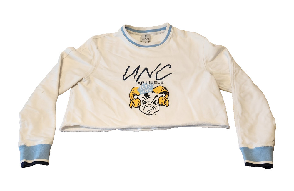 UNC North Carolina Tar Heels Cropped Top Cut-off Belly Sweatshirt Woman’s Medium